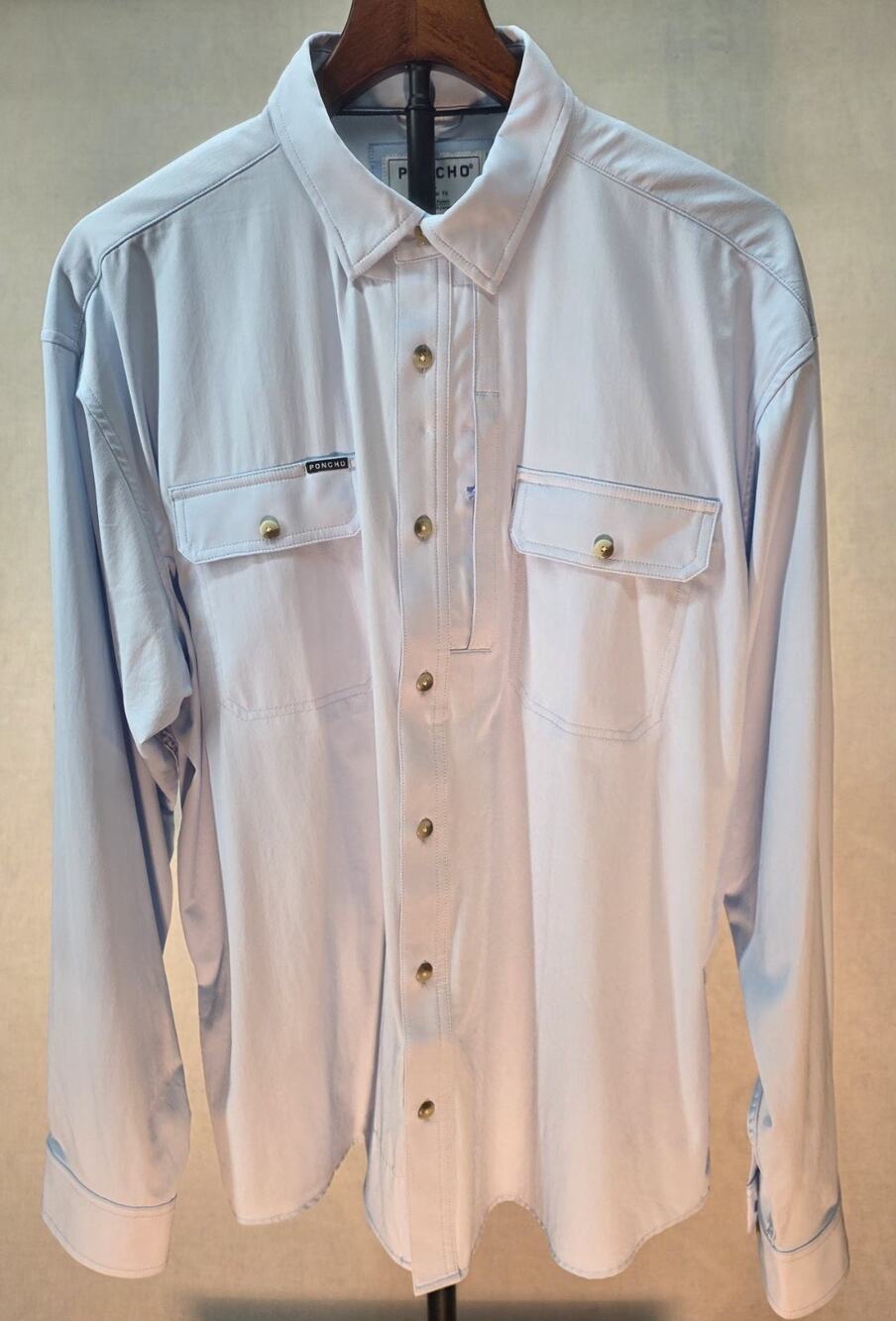 NWOT Poncho Outdoors Men's Large Long Sleeve Performance UV Shirt Bluefish